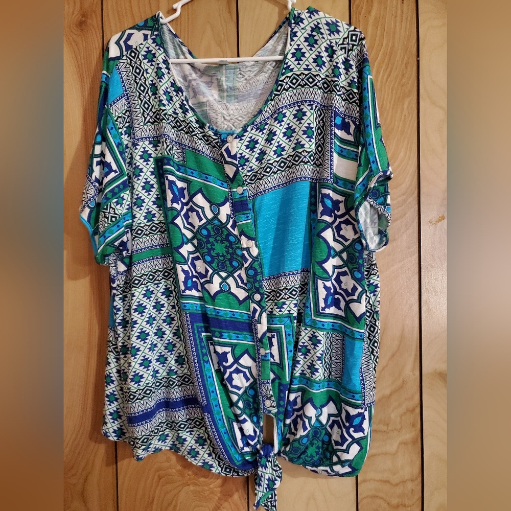 Vibrant Geometric Print Top